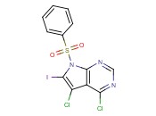 7-(Benzenesulfonyl)-4,5-<span class='lighter'>dichloro</span>-6-iodo-7H-pyrrolo[<span class='lighter'>2,3</span>-d]pyrimidine