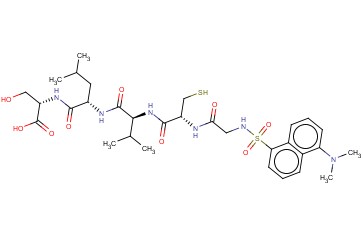 <span class='lighter'>DANSYL-GLY-CYS-VAL-LEU-SER-OH</span>