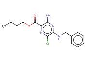 BUTYL 3-AMINO-5-(BENZYLAMINO)-6-<span class='lighter'>CHLOROPYRAZINE</span>-2-CARBOXYLATE