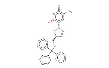 5'-<span class='lighter'>TRITYL-2</span>'-<span class='lighter'>DEOXY-2,3</span>'-<span class='lighter'>DIDEHYDROTHYMIDINE</span>
