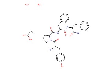 <span class='lighter'>TYR-PRO-PHE-PHE-NH2</span> <span class='lighter'>ACOH</span> <span class='lighter'>H2O</span>