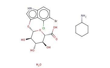 <span class='lighter'>5-BROMO-4-CHLORO-3-INDOXYL-BETA-D-GLUCURONIC</span> ACID, <span class='lighter'>CYCLOHEXYLAMMONIUM</span> SALT <span class='lighter'>MONOHYDRATE</span>