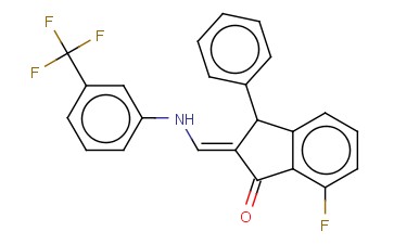 7-FLUORO-3-PHENYL-2-((3-(TRIFLUOROMETHYL)ANILINO)METHYLENE)-1-<span class='lighter'>INDANONE</span>