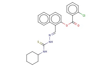 1-(2-((CYCLOHEXYLAMINO)CARBOTHIOYL)CARBOHYDRAZONOYL)-2-NAPHTHYL <span class='lighter'>2-CHLOROBENZOATE</span>